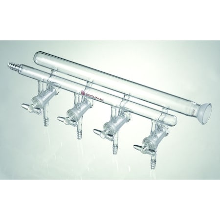 Synthware MANIFOLD, DBL, HOLLOW GLASS STOPCOCKS, RIGHT SIDE, 4 PORT, 10mm M340004